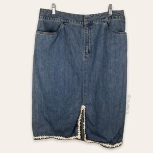 Vintage Y2K Lizwear Jeans by Liz Claiborne Blue Denim Jean Skirt Split Hem